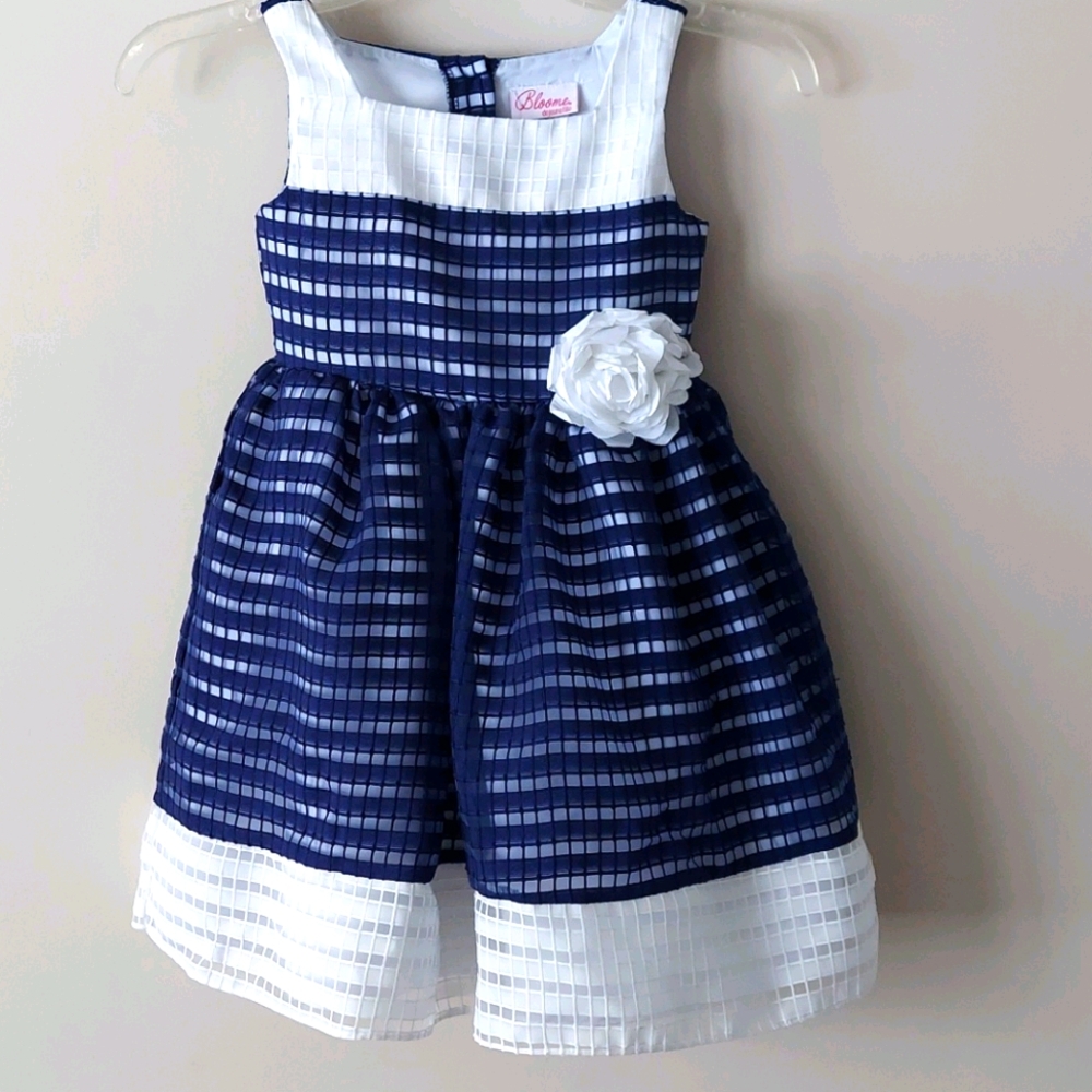 Blue & White Formal Sleeveless Dress, Size 6